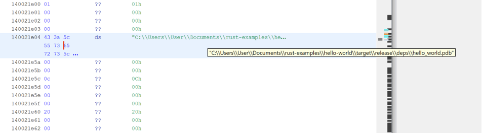 διαρροή του ονόματος χρήστη του χρήστη που μεταγλωττίστηκε το πρόγραμμα ανάλογα με το σημείο στο δίσκο που έγινε μεταγλώττιση του προγράμματος