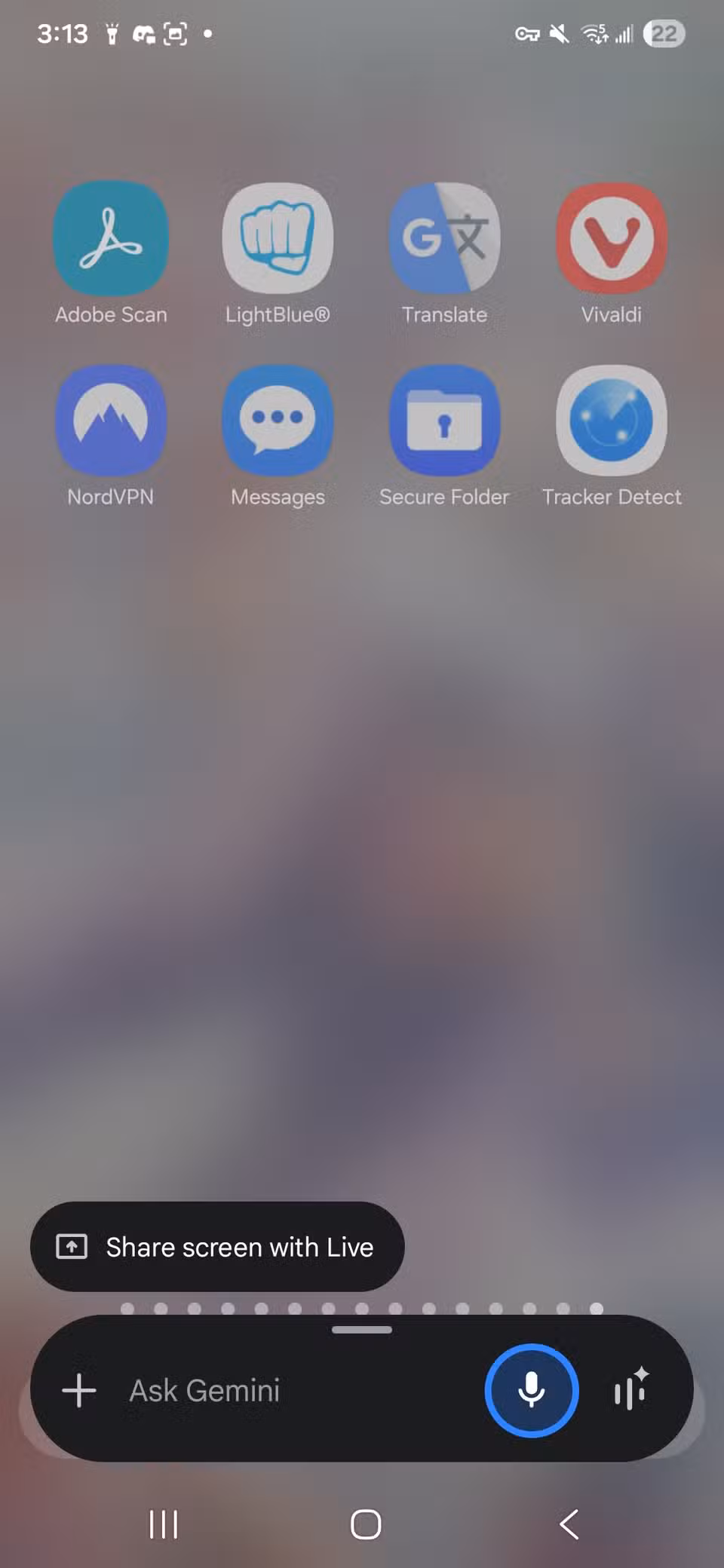 Ask Gemini prompt while in the app drawer