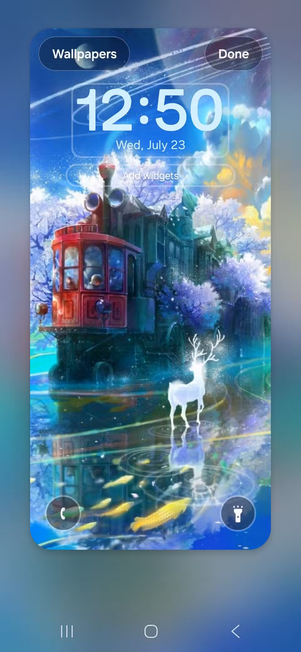 Changed left icon from camera app to the flashlight on a Samsung phone's lock screen