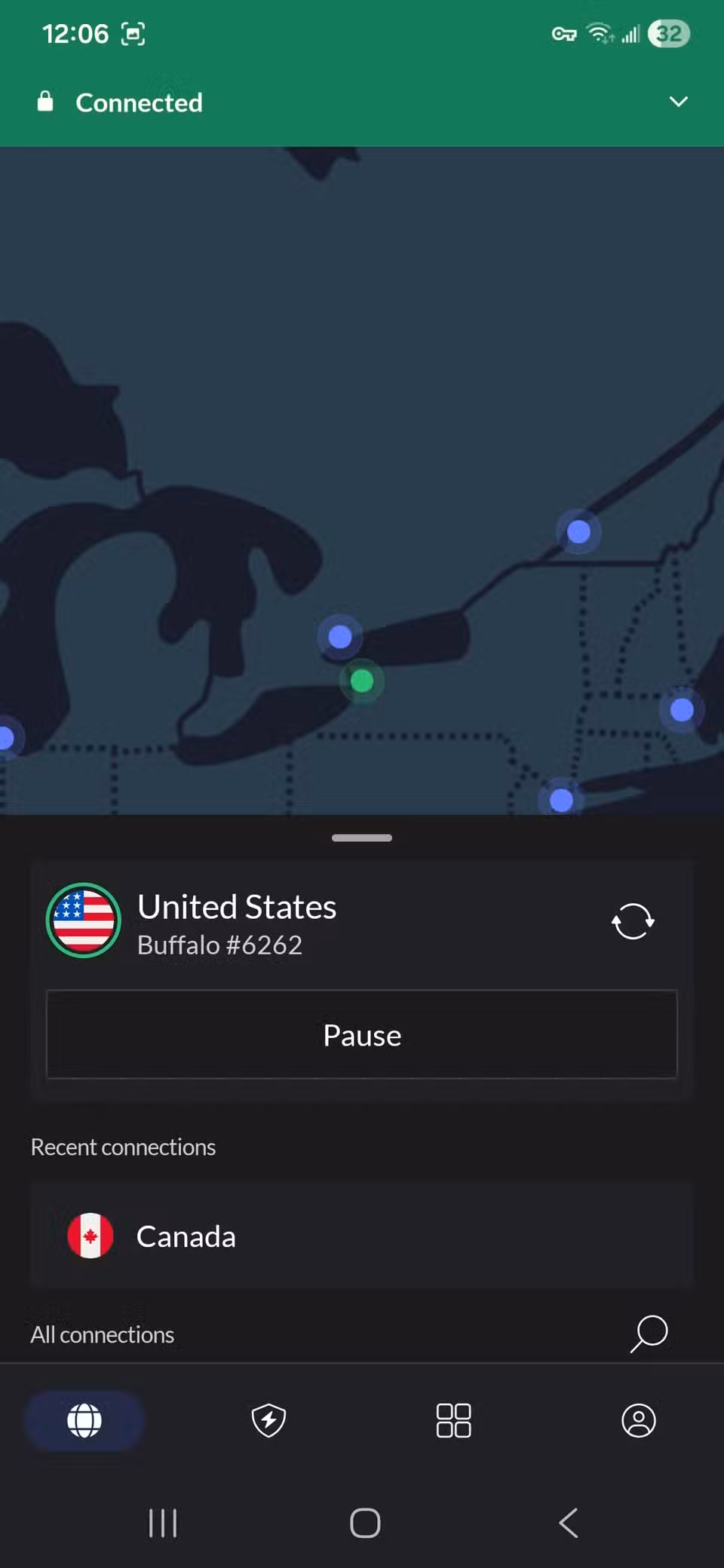 Συνδέθηκε σε έναν νέο διακομιστή VPN στην εφαρμογή NordVPN