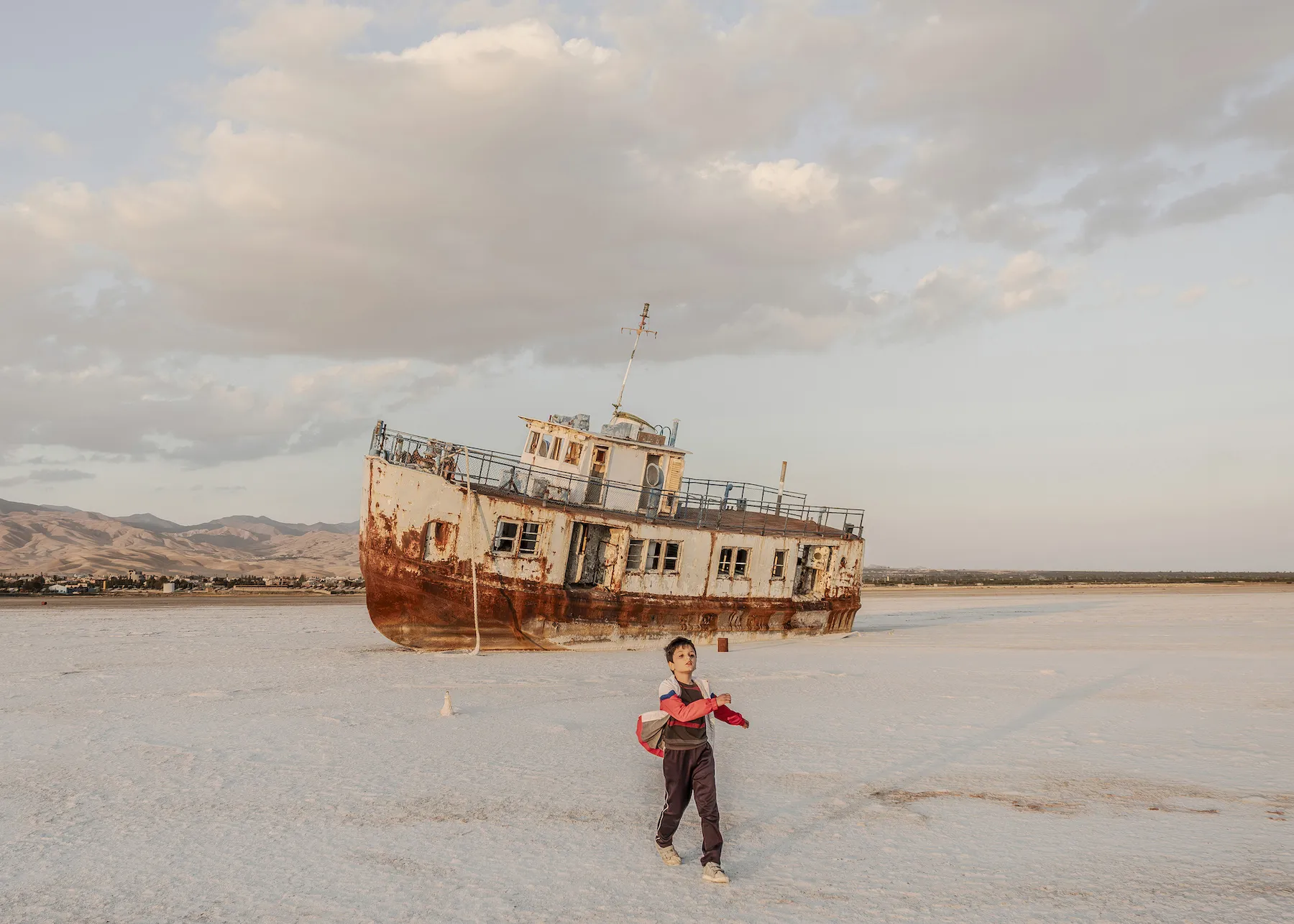 This vessel was used for many years to transport people and goods between East and West Azerbaijan, but due to the gradual drying of Lake Urmia, it is now stranded on the salt flats.