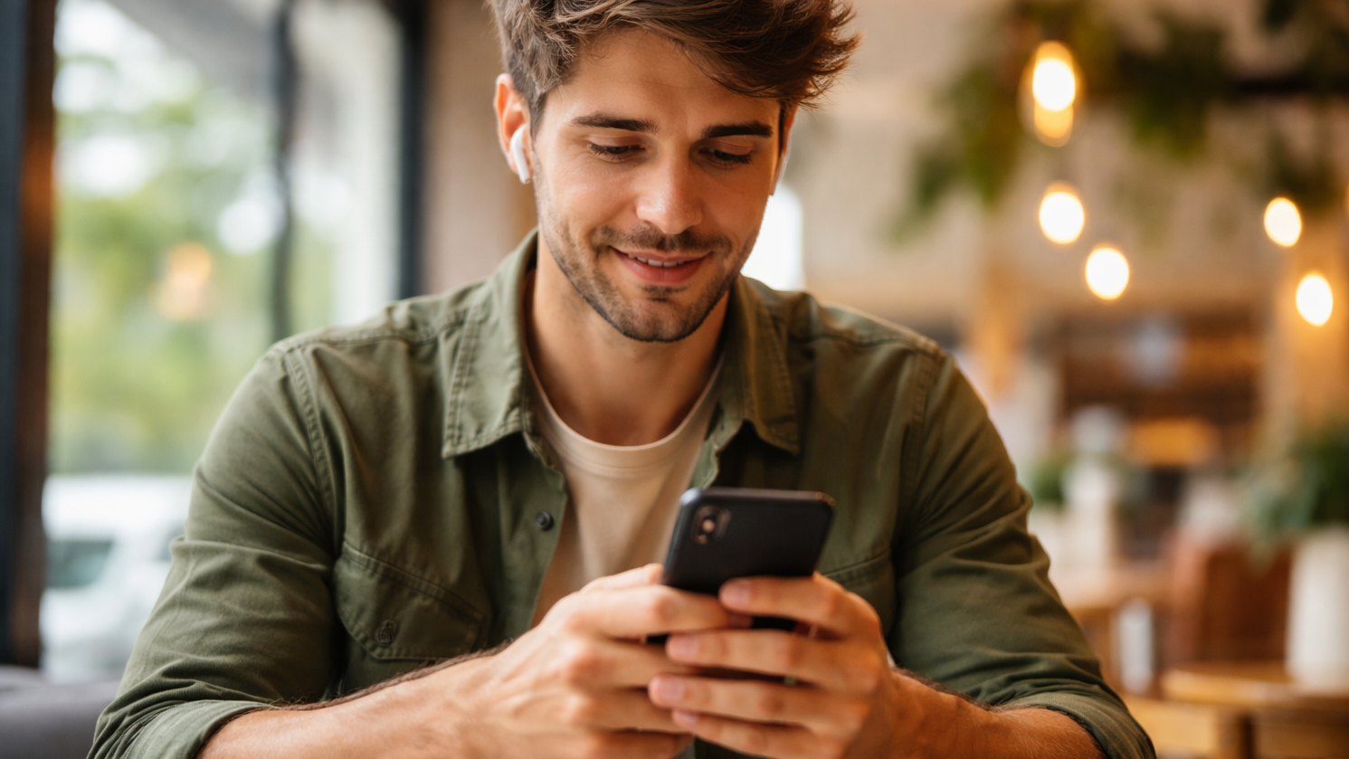 άνδρας στέλνοντας μηνύματα