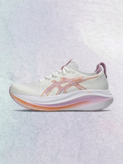 Gel-Nimbus 27 Running Shoe, White/Light Ube (Γυναικεία)