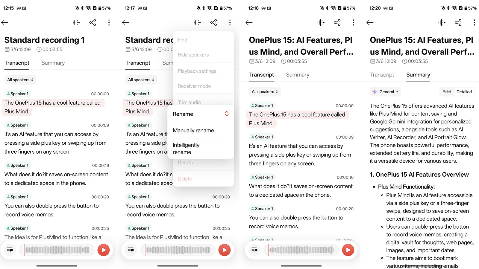 Εφαρμογή OnePlus 15 AI Recorder
