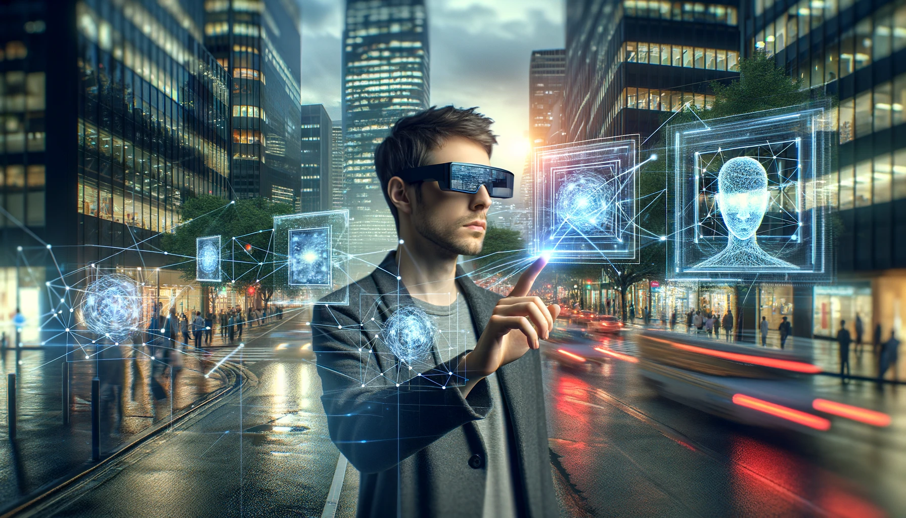 Εικόνα που δημιουργήθηκε με AI που απεικονίζει ένα μέλλον που περιλαμβάνει AR