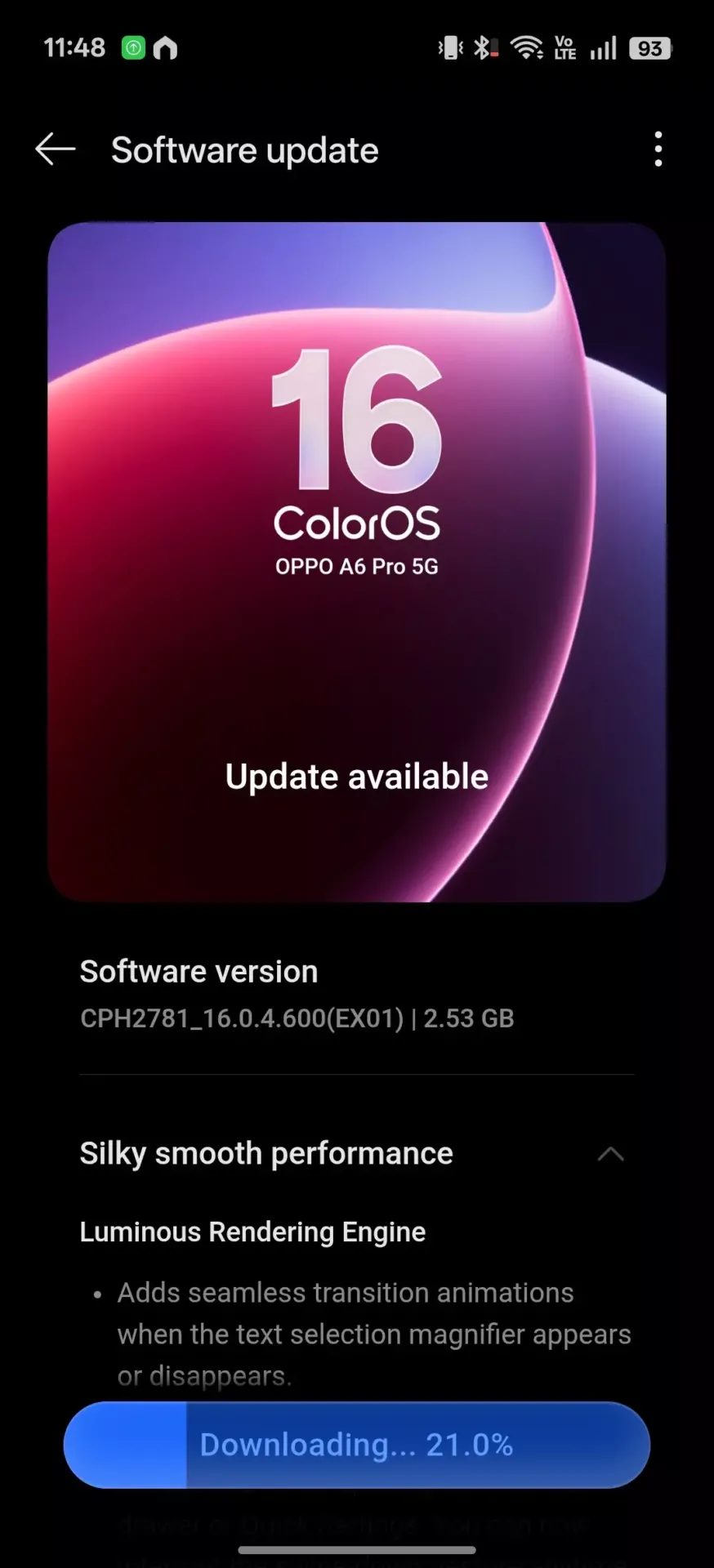 Το OPPO A6 Pro 5G αρχίζει να λαμβάνει την ενημέρωση 1 ColorOS 16 που βασίζεται σε Android 16 Ενημέρωση ColorOS 16 για το OPPO A6 Pro 5G Android 16