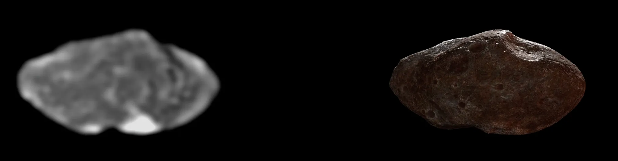 Το αρχικό υλικό πηγής του φεγγαριού του Δία εναντίον του τελικού μοντέλου