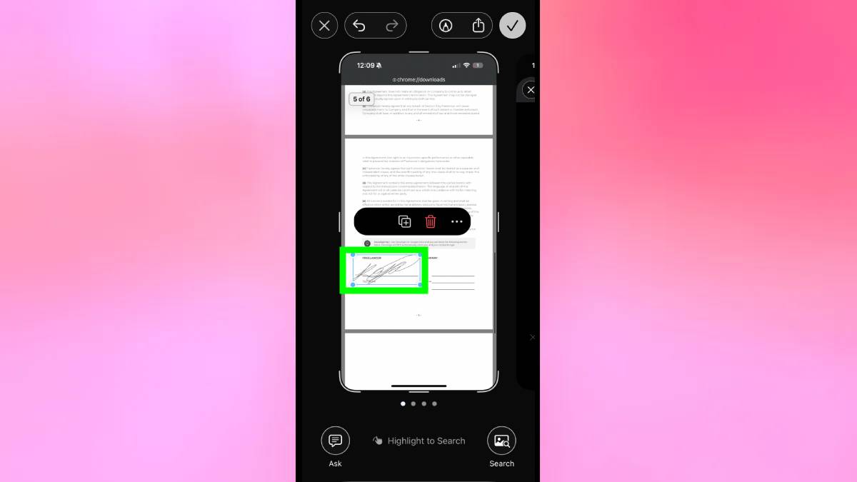 Υπογεγραμμένη υπογραφή σε έγγραφο στο iPhone