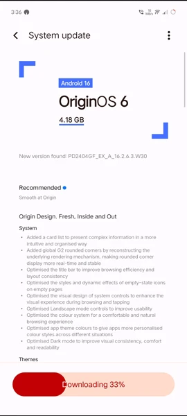 Ενημέρωση Vivo T3 OriginOS 6