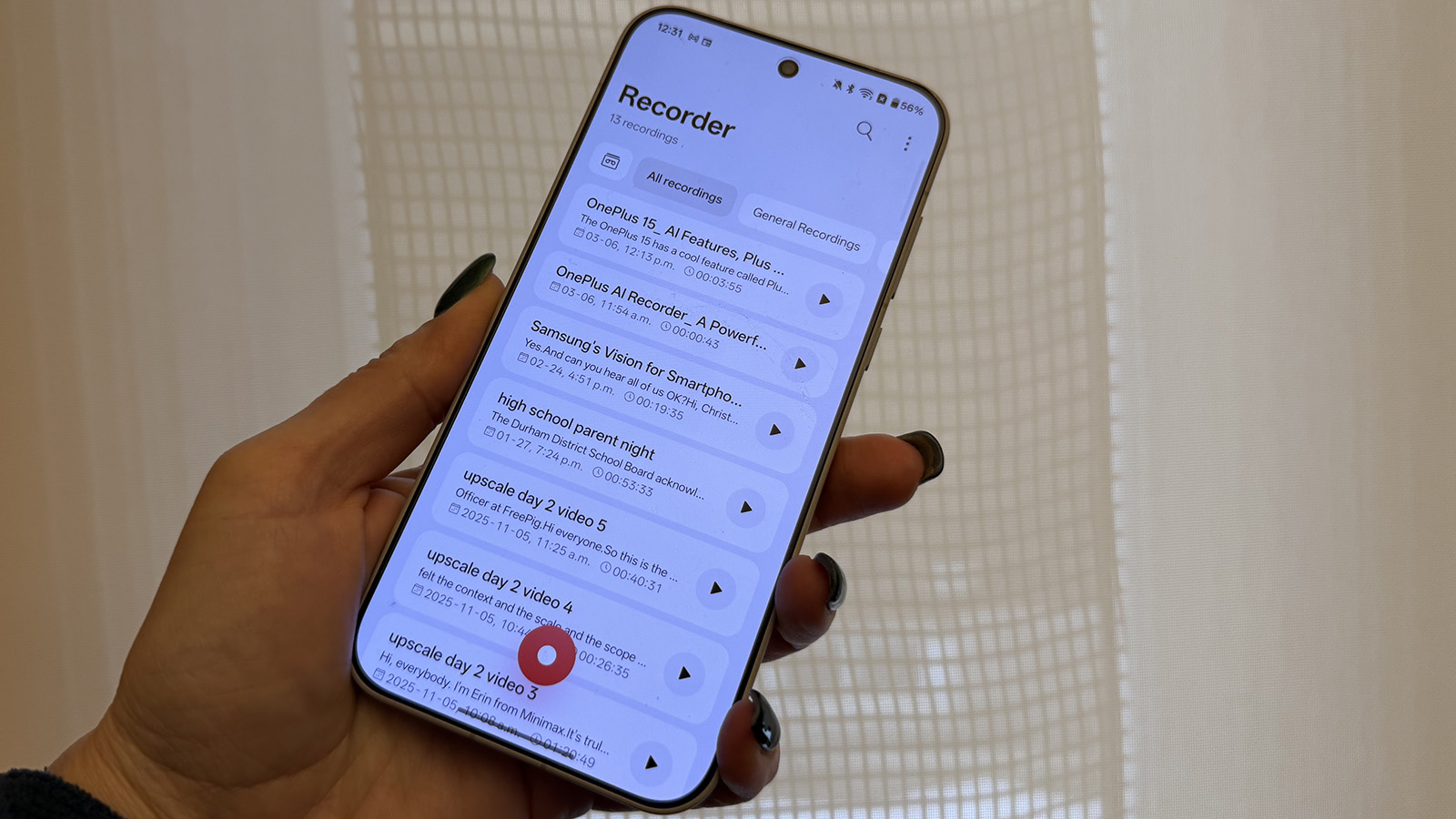Εφαρμογή OnePlus 15 AI Recorder