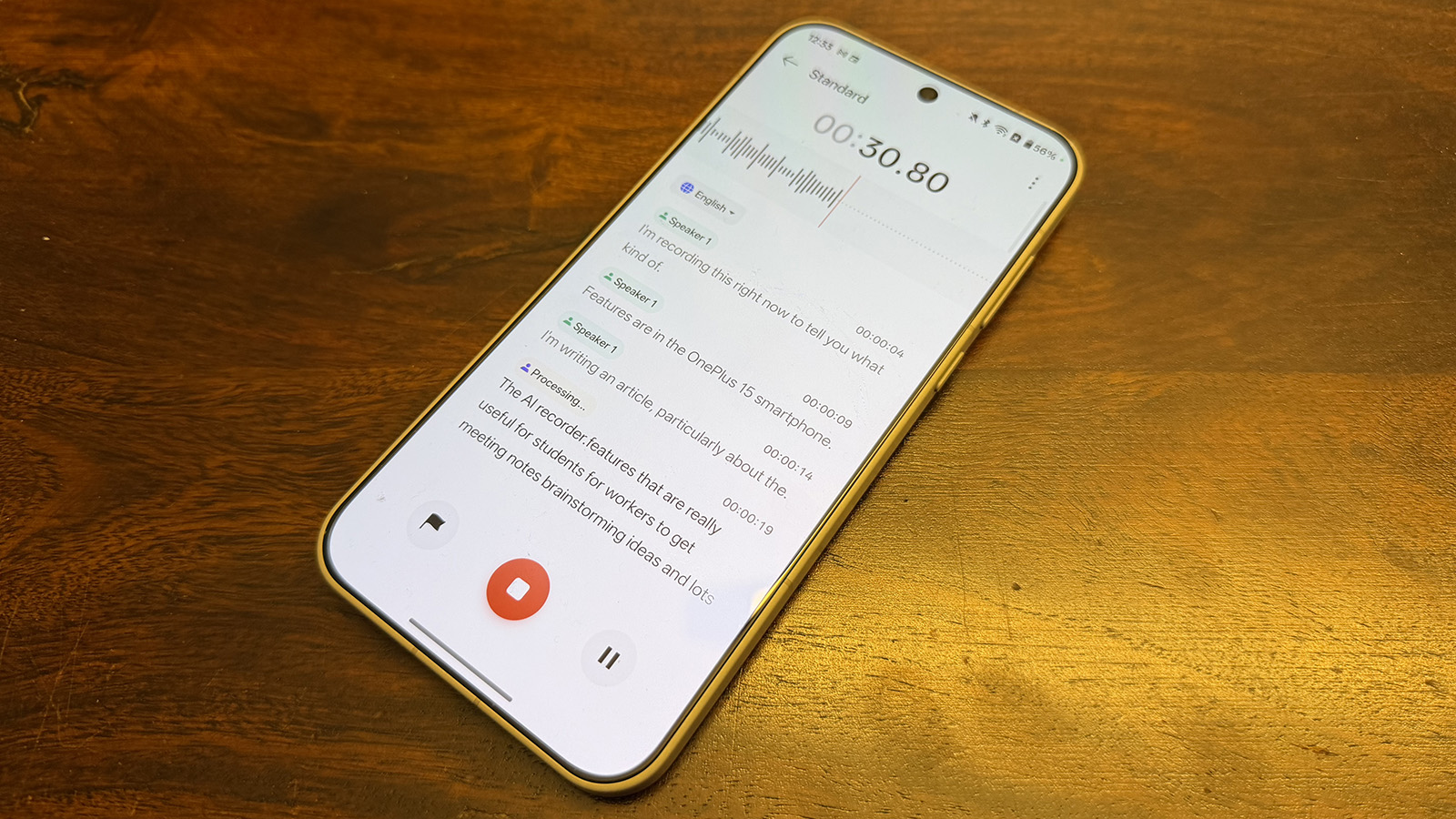 Εφαρμογή OnePlus 15 AI Recorder
