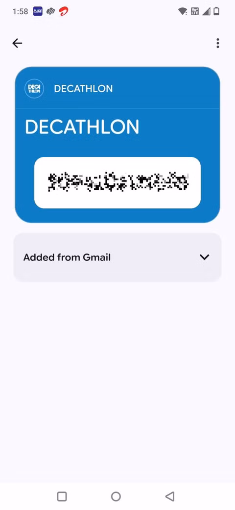 Στιγμιότυπο οθόνης που δείχνει το εικονίδιο μενού με τις τρεις κουκκίδες για ένα πέρασμα στο Πορτοφόλι Google