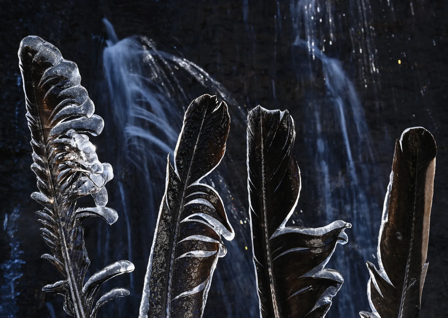 φτερά πουλιού με πάγο πάνω τους