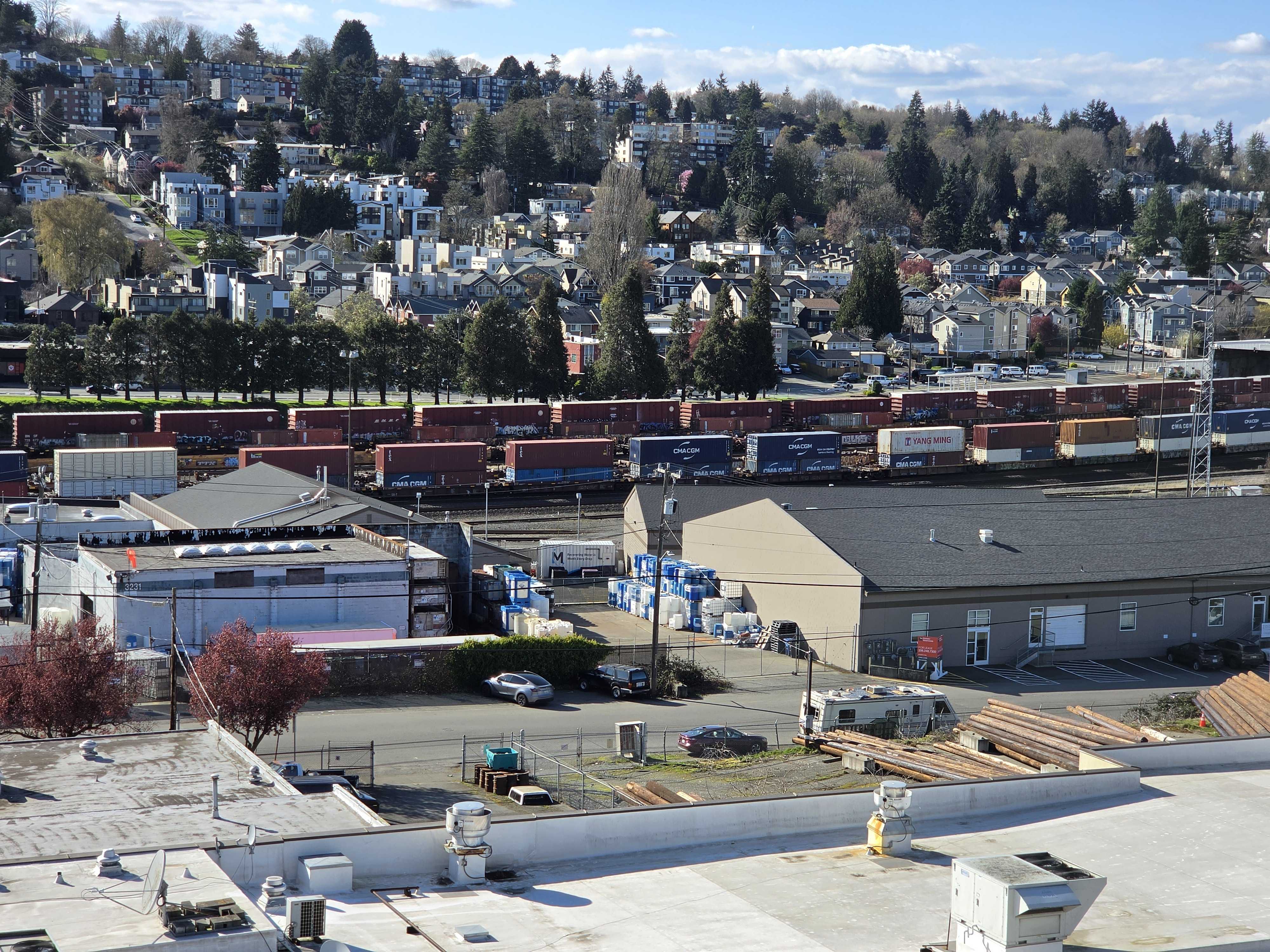 A train at the base of a hill (3x)