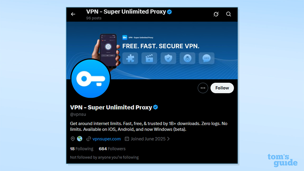 Στιγμιότυπο οθόνης του λογαριασμού VPN - Super Unlimited Proxy X