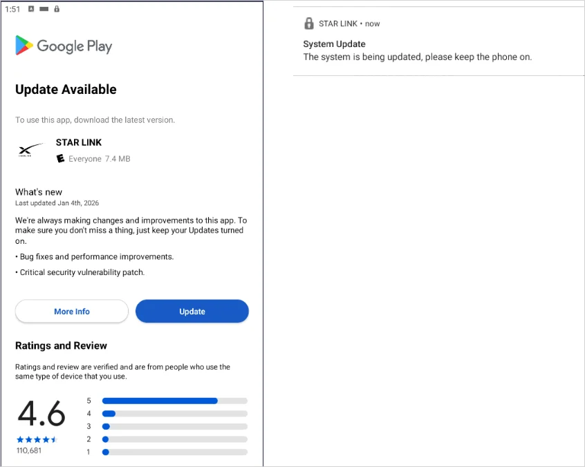 Το ψεύτικο μήνυμα ενημέρωσης