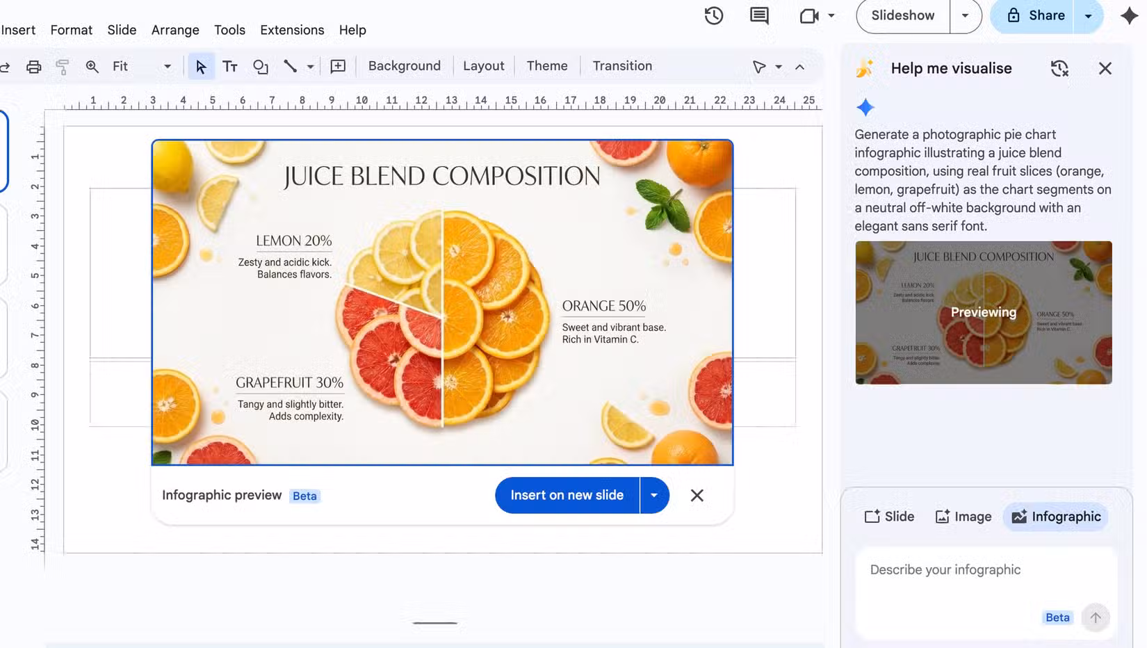 χρησιμοποιήστε το infographic χρησιμοποιώντας κείμενο στις Παρουσιάσεις Google