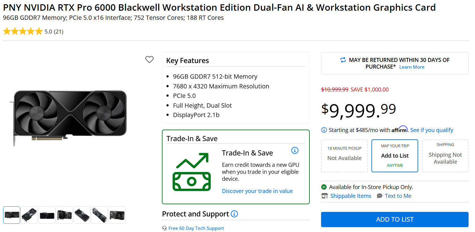 Η κάρτα γραφικών PNY NVIDIA RTX Pro 6000 Blackwell Workstation Edition διαθέτει μεγάλη μνήμη GDDR7 και PCIe 5.0.
