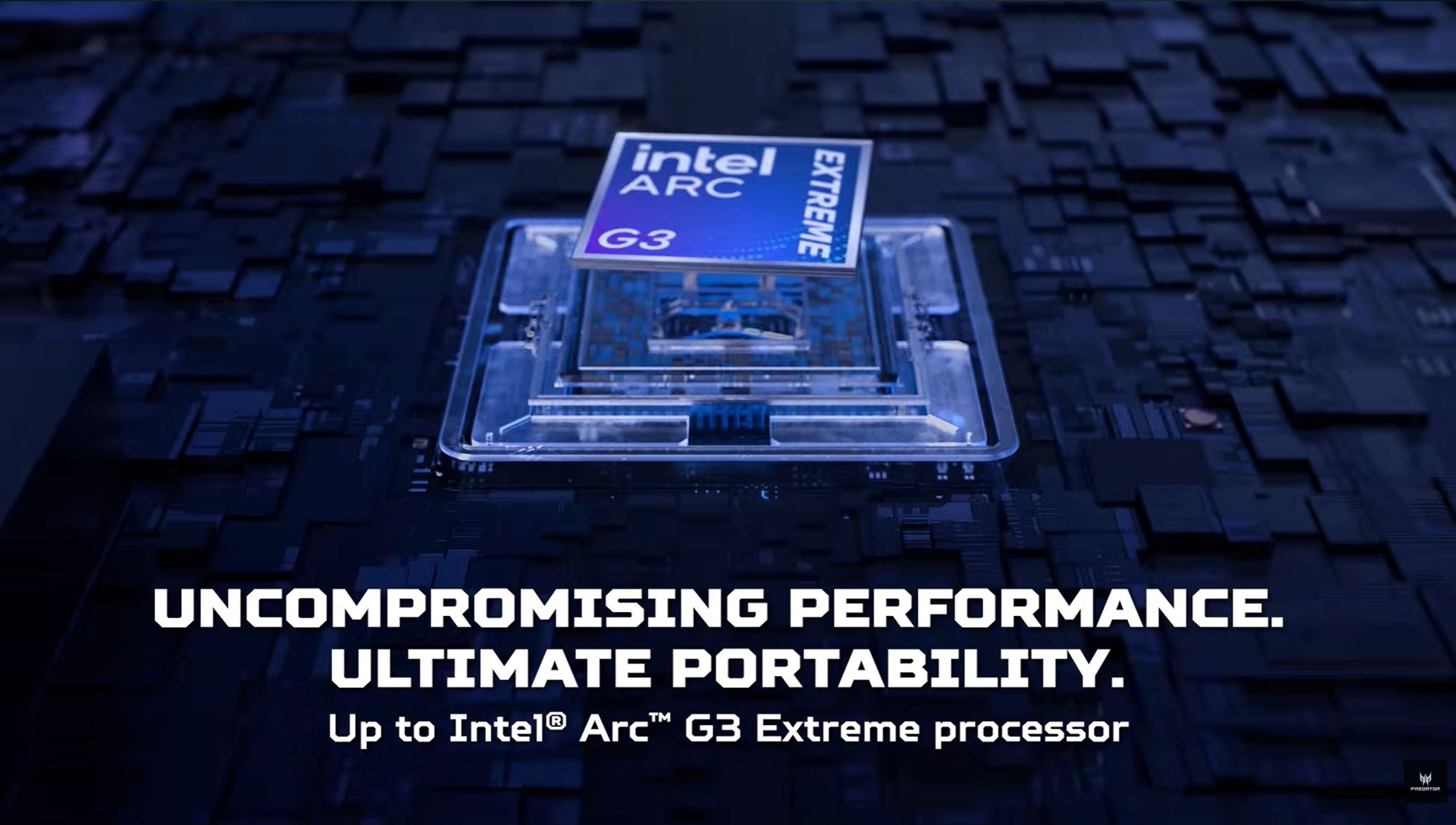 Απεικόνιση του Intel Arc G3 Extreme σε πλακέτα κυκλώματος.