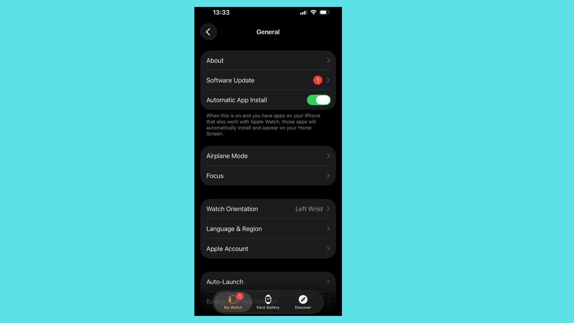 Γενικές Ρυθμίσεις της εφαρμογής Apple Watch