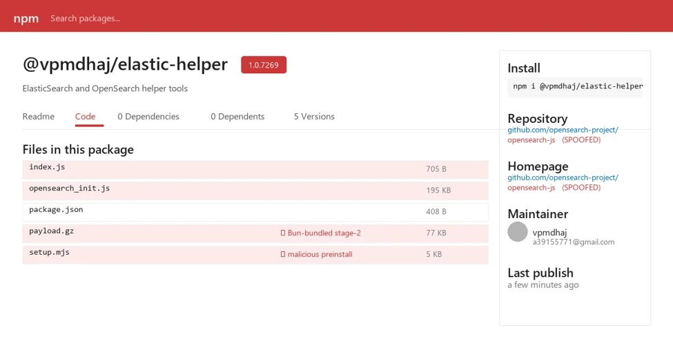 Σελίδα πακέτου npm.js (Πηγή - Microsoft)
