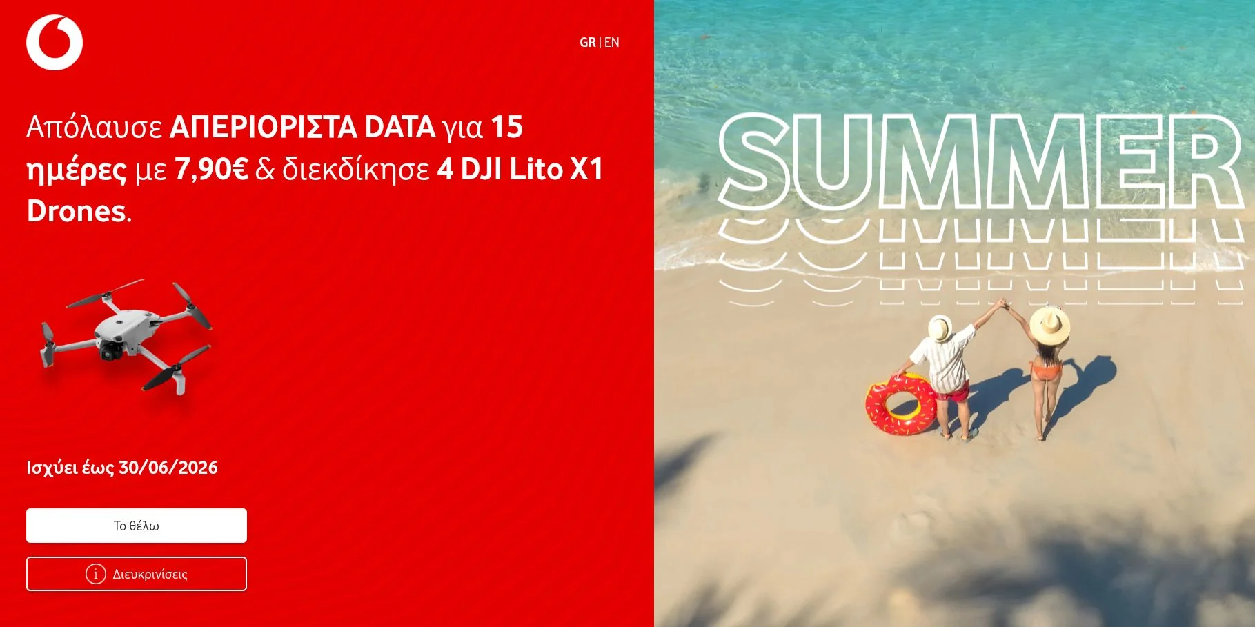 Vodafone: Unlimited data/15 ημέρες με 7,90€
